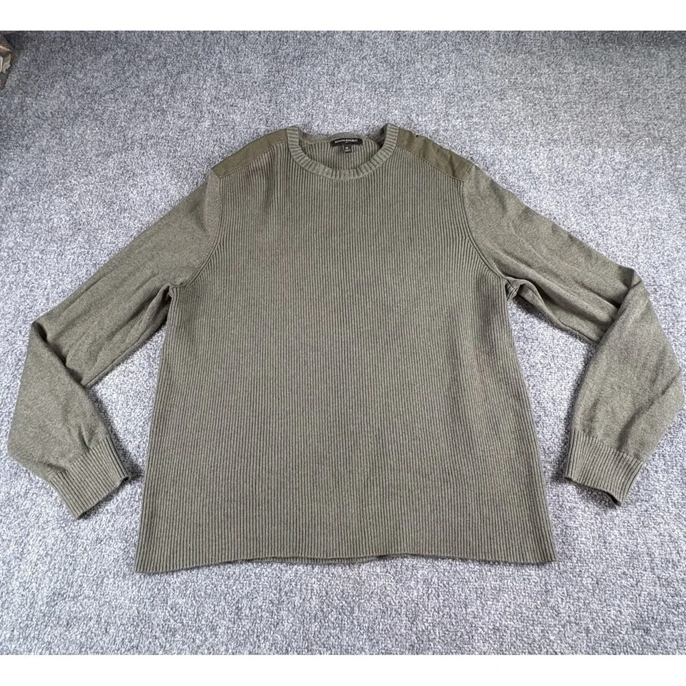 Banana Republic Sweater Men's XL Green Military Utility Shoulder Patch Rugged